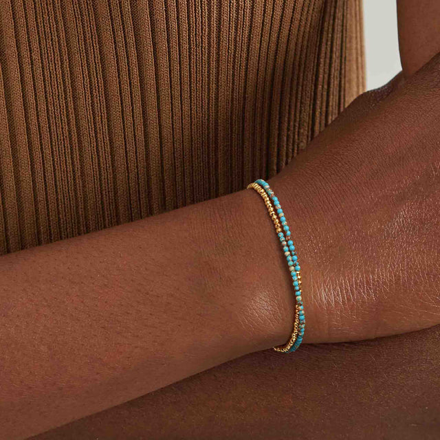 Double Layer Chain Beaded Bracelet