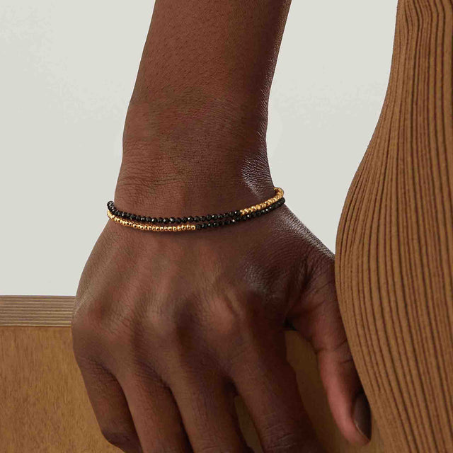 Double Layer Chain Beaded Bracelet