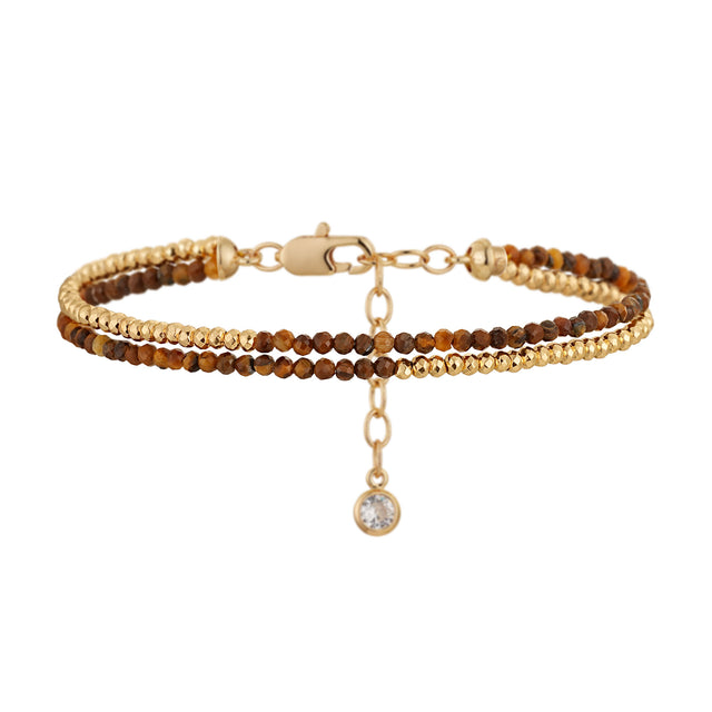 Double Layer Chain Beaded Bracelet