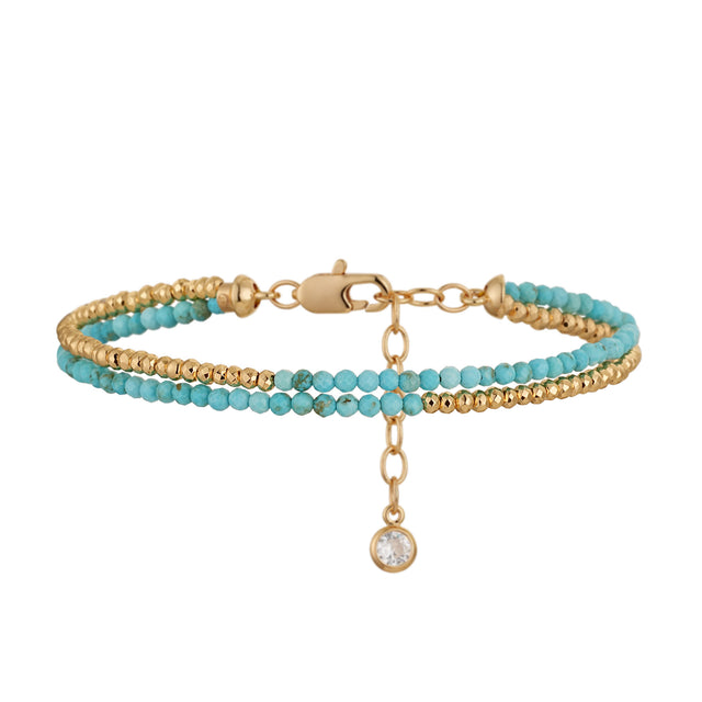 Double Layer Chain Beaded Bracelet