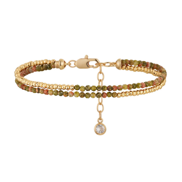 Double Layer Chain Beaded Bracelet