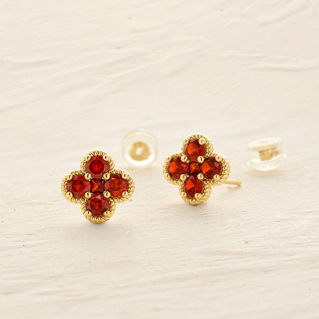 Floral Birthstone Stud Earrings