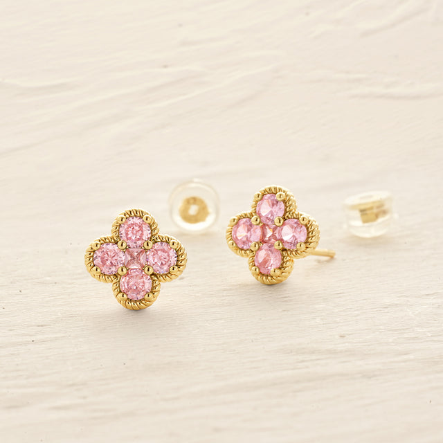 Floral Birthstone Stud Earrings