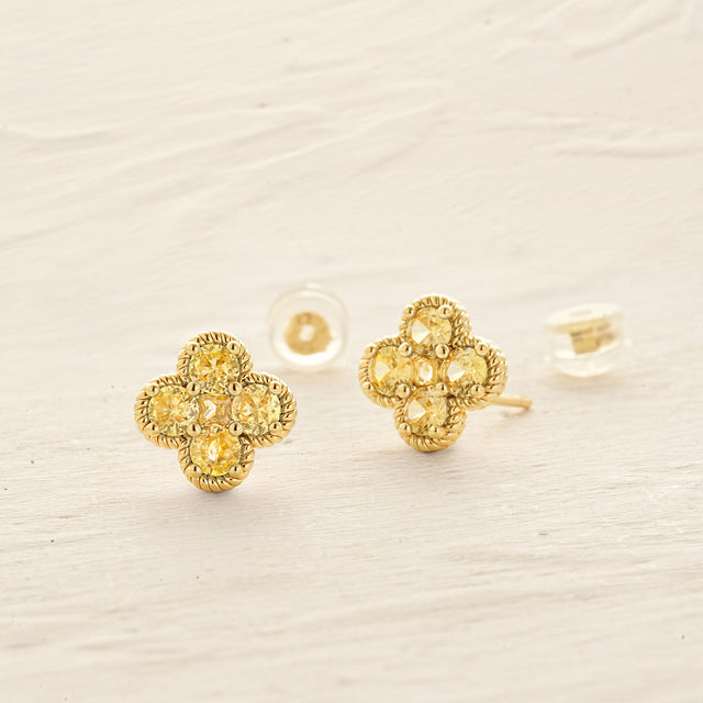 Floral Birthstone Stud Earrings