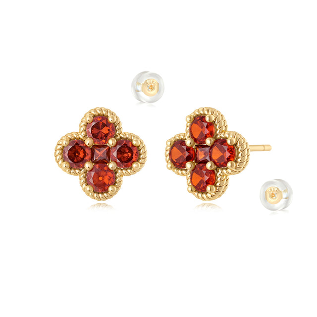 Floral Birthstone Stud Earrings