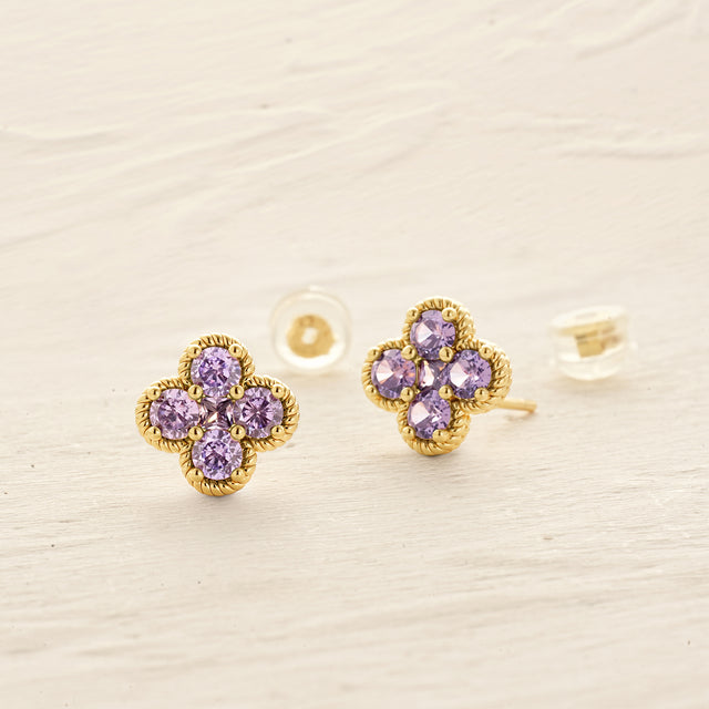Floral Birthstone Stud Earrings