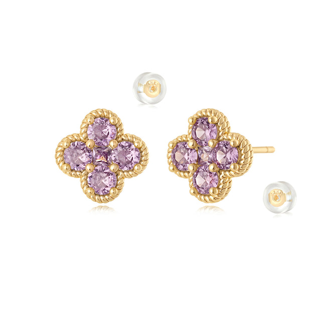 Floral Birthstone Stud Earrings