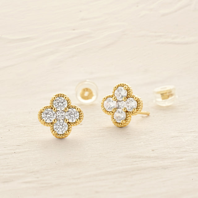Floral Birthstone Stud Earrings