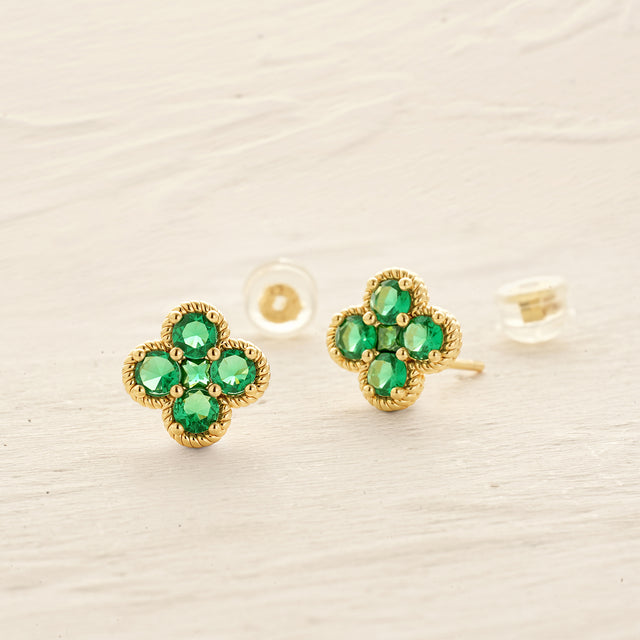 Floral Birthstone Stud Earrings
