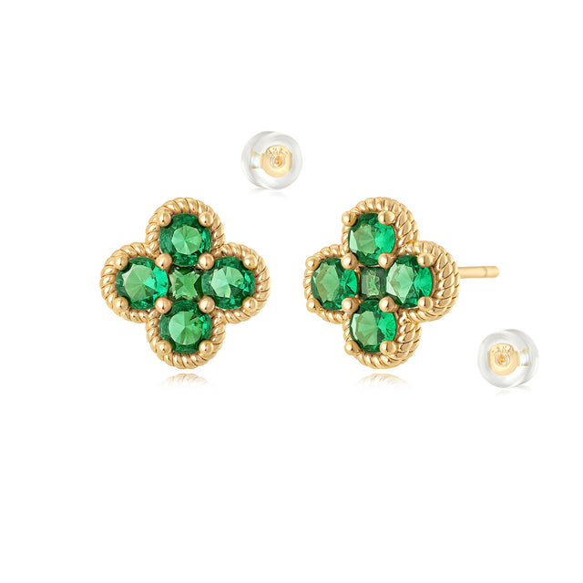 Floral Birthstone Stud Earrings