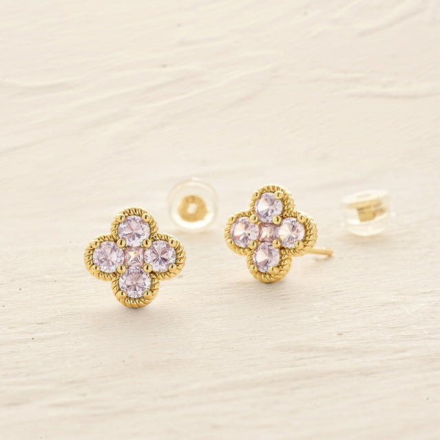 Floral Birthstone Stud Earrings