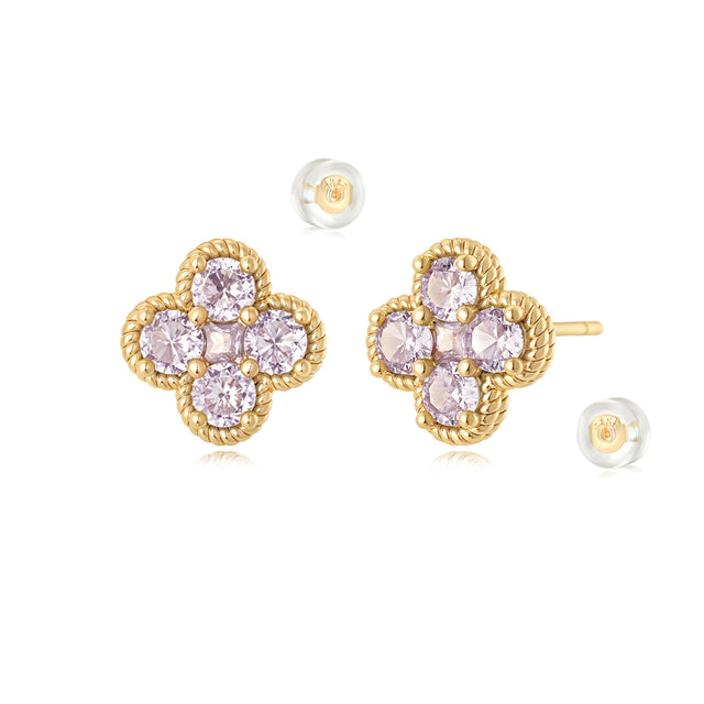 Floral Birthstone Stud Earrings