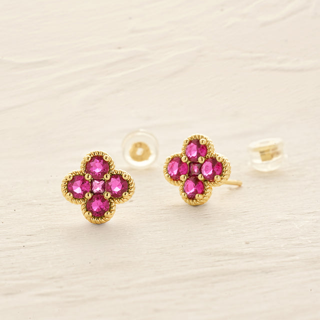 Floral Birthstone Stud Earrings