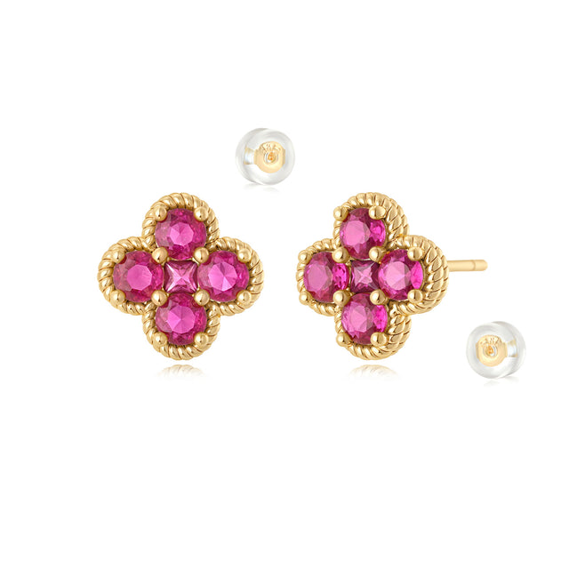 Floral Birthstone Stud Earrings