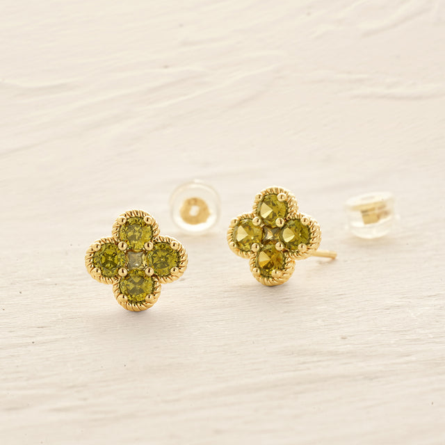 Floral Birthstone Stud Earrings