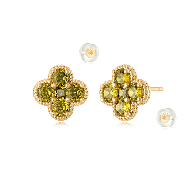Floral Birthstone Stud Earrings