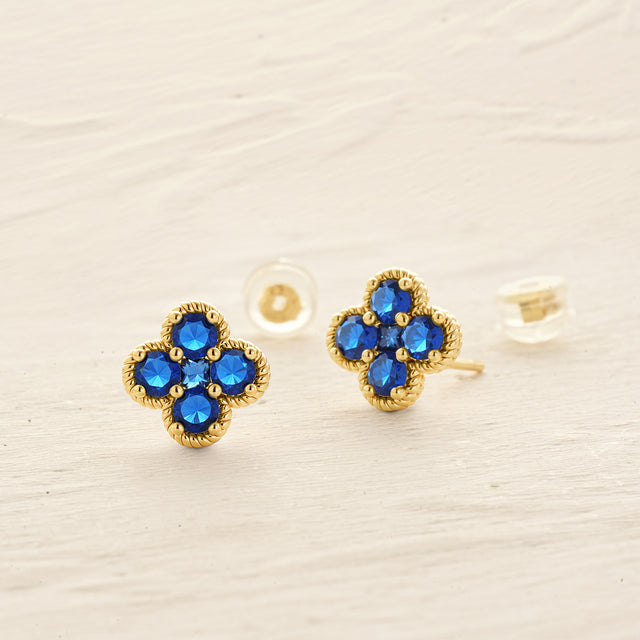 Floral Birthstone Stud Earrings