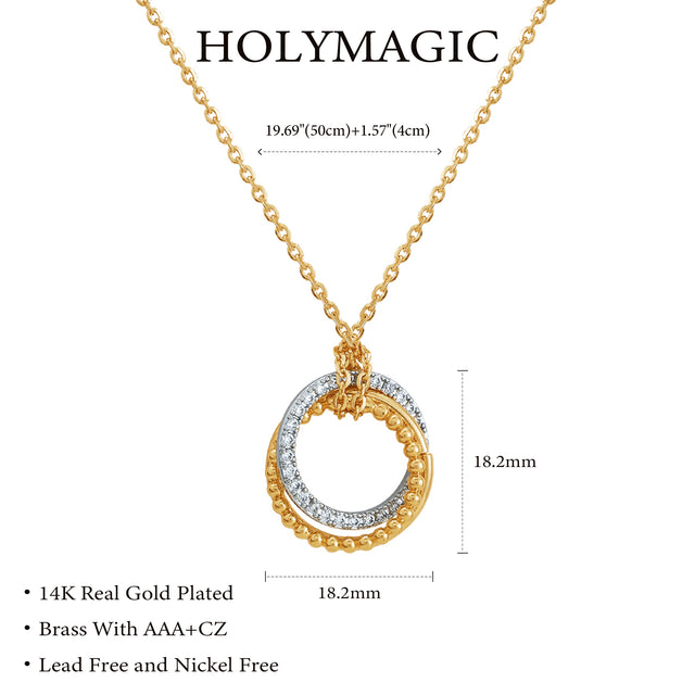 HOLYMAGIC Pendant Necklace Gold Choker Layered Coin Open Karma Circle Full New Crescent Moon 14K Gold Plated Dainty Simple Moon Phase Jewelry for Women /Men Gift