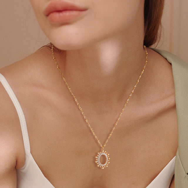 HOLYMAGIC Pendant Necklace Gold Choker Layered Coin Open Karma Circle Full New Crescent Moon 14K Gold Plated Dainty Simple Moon Phase Jewelry for Women /Men Gift