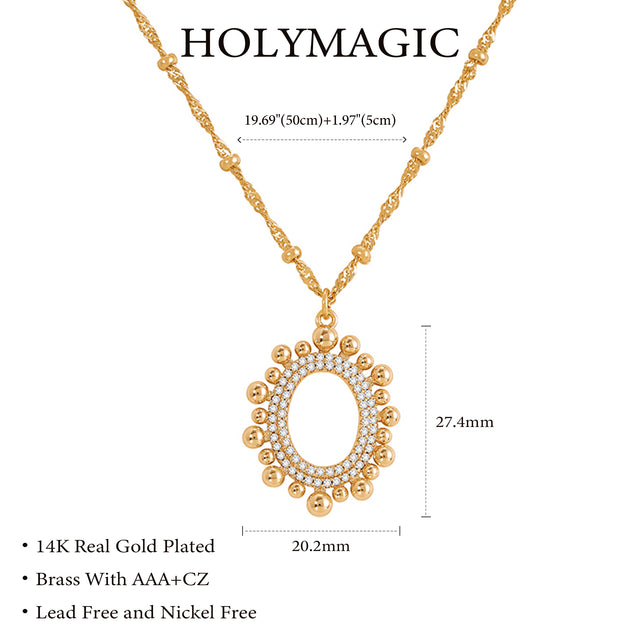 HOLYMAGIC Pendant Necklace Gold Choker Layered Coin Open Karma Circle Full New Crescent Moon 14K Gold Plated Dainty Simple Moon Phase Jewelry for Women /Men Gift