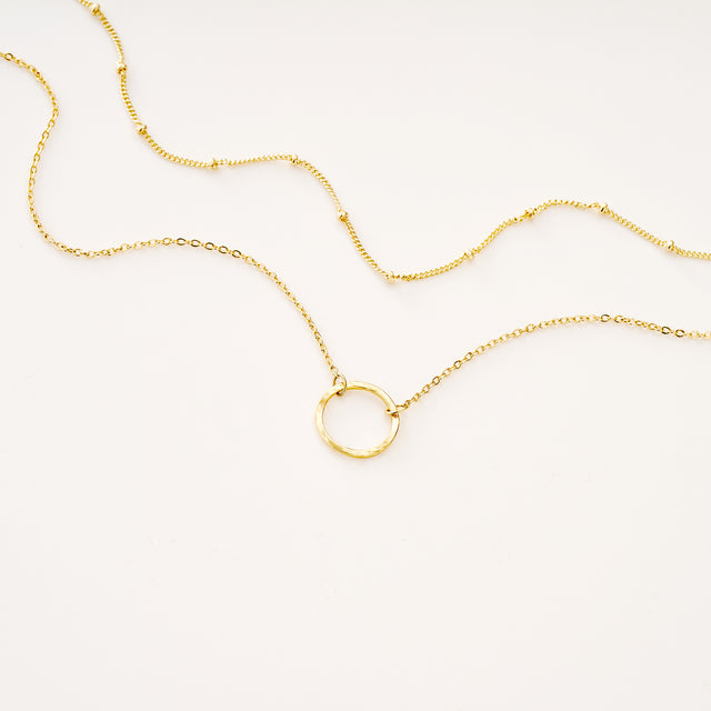 HOLYMAGIC Pendant Necklace Gold Choker Layered Coin Open Karma Circle Full New Crescent Moon 14K Gold Plated Dainty Simple Moon Phase Jewelry for Women /Men Gift
