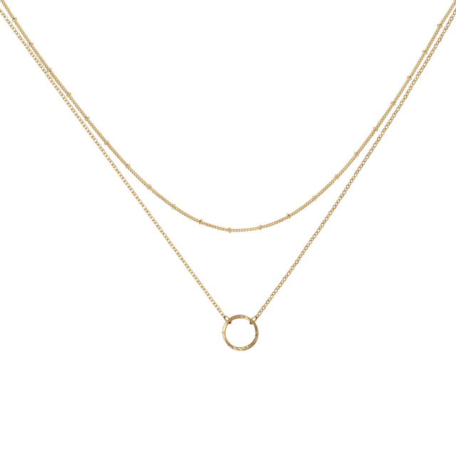 HOLYMAGIC Pendant Necklace Gold Choker Layered Coin Open Karma Circle Full New Crescent Moon 14K Gold Plated Dainty Simple Moon Phase Jewelry for Women /Men Gift