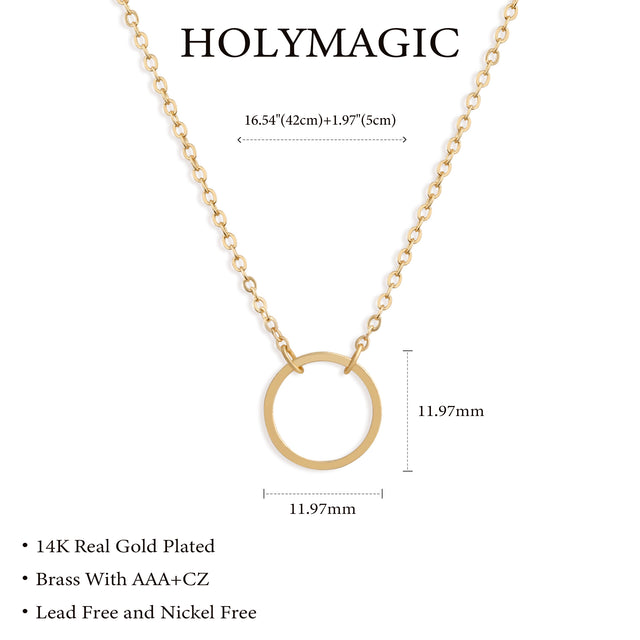 HOLYMAGIC Pendant Necklace Gold Choker Layered Coin Open Karma Circle Full New Crescent Moon 14K Gold Plated Dainty Simple Moon Phase Jewelry for Women /Men Gift