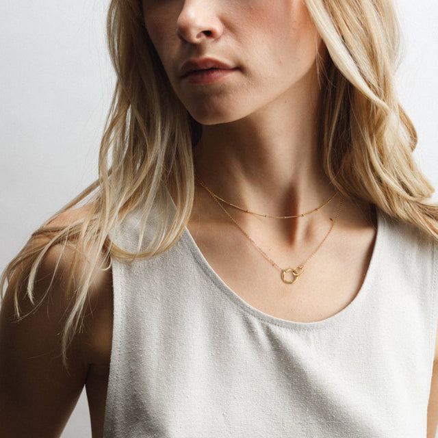 HOLYMAGIC Pendant Necklace Gold Choker Layered Coin Open Karma Circle Full New Crescent Moon 14K Gold Plated Dainty Simple Moon Phase Jewelry for Women /Men Gift
