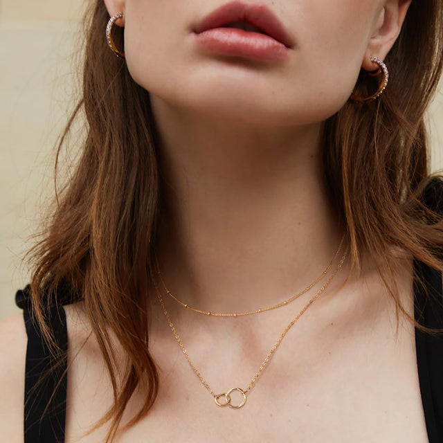 HOLYMAGIC Pendant Necklace Gold Choker Layered Coin Open Karma Circle Full New Crescent Moon 14K Gold Plated Dainty Simple Moon Phase Jewelry for Women /Men Gift