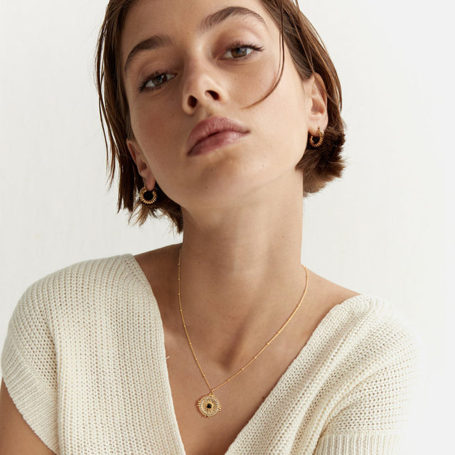 HOLYMAGIC Pendant Necklace Gold Choker Layered Coin Open Karma Circle Full New Crescent Moon 14K Gold Plated Dainty Simple Moon Phase Jewelry for Women /Men Gift