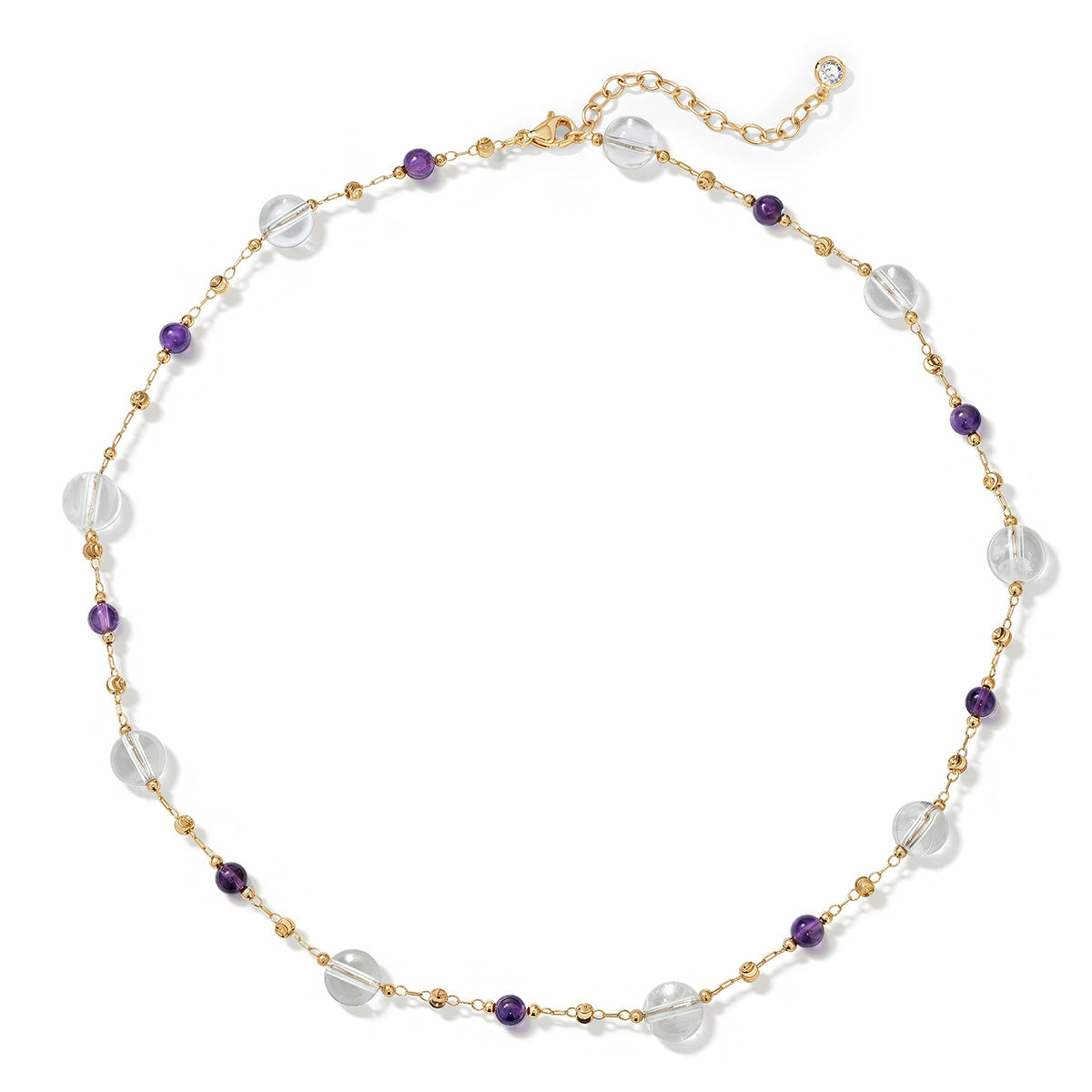 Amethyst Crystal Beaded Choker Necklace