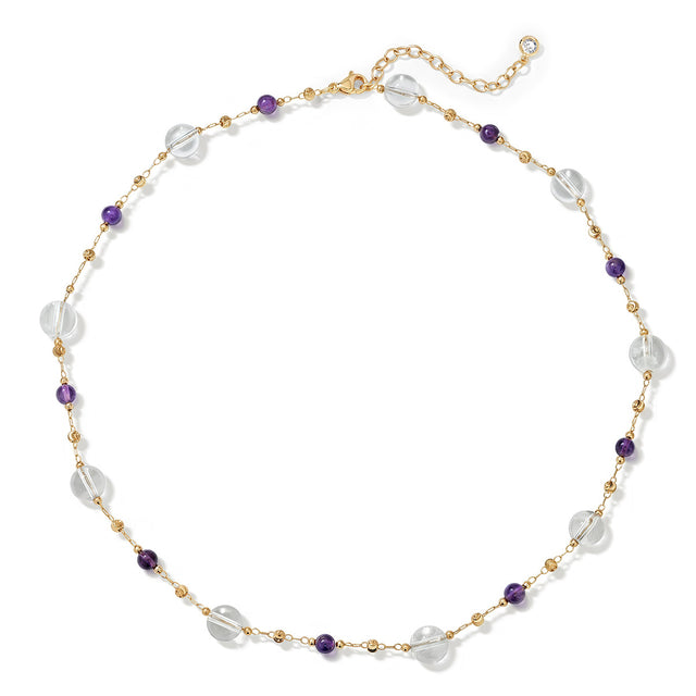 Amethyst Crystal Beaded Choker Necklace
