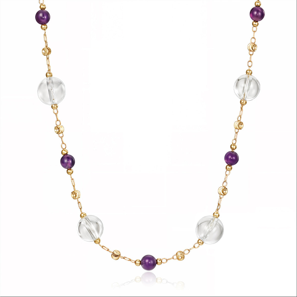 Amethyst Crystal Beaded Choker Necklace