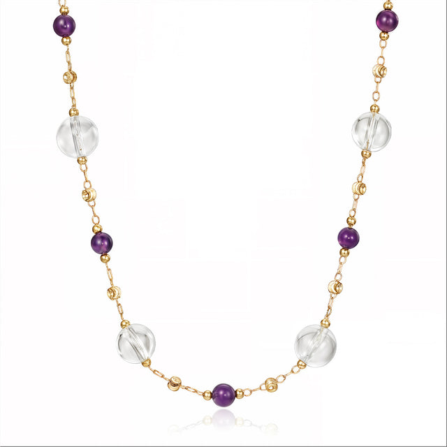 Amethyst Crystal Beaded Choker Necklace