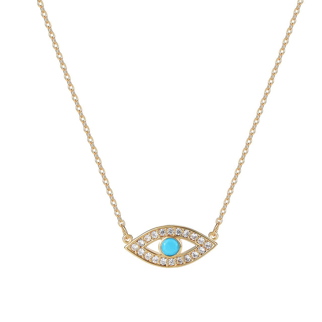 Boho Eye gold pendant necklace for women by Fettero®, symbolic jewelry designed for everyday wear and meaningful gifting