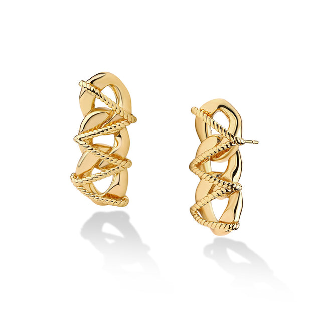 Fettero® chunky twisted gold studs for women, minimalist design suitable for everyday wear or gifting
