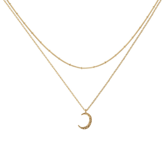 Crescent moon necklace in gold for women by Fettero®, elegant everyday wear jewelry and meaningful gift
