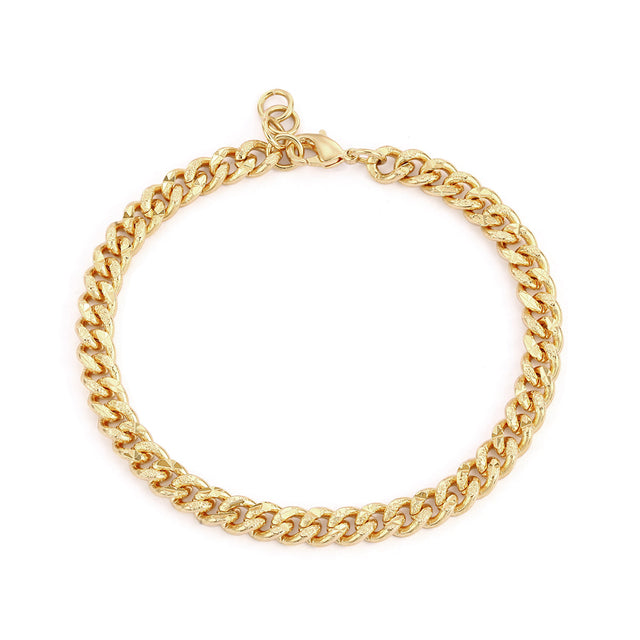 Cuban link chain bracelet in gold for women by Fettero®, bold everyday wear bracelet and stylish gift
