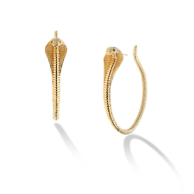 Large snake hoop earrings in gold for women by Fettero®, bold everyday earrings and stylish gift choice