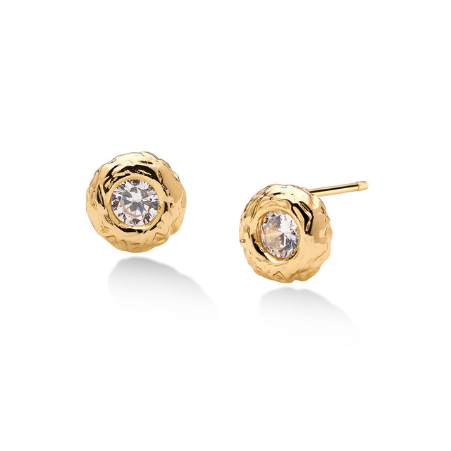 Fettero® mini donut studs in gold for women, minimalist stud earrings designed for everyday wear or gifting
