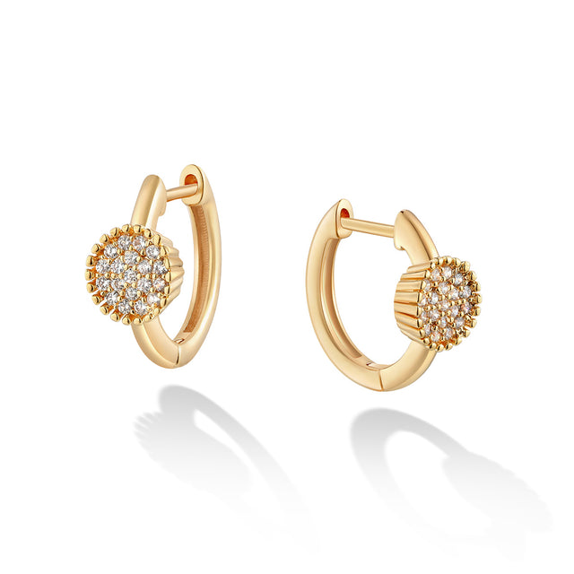 Retro CZ hoop earrings in gold for women by Fettero®, elegant everyday wear jewelry and stylish gift