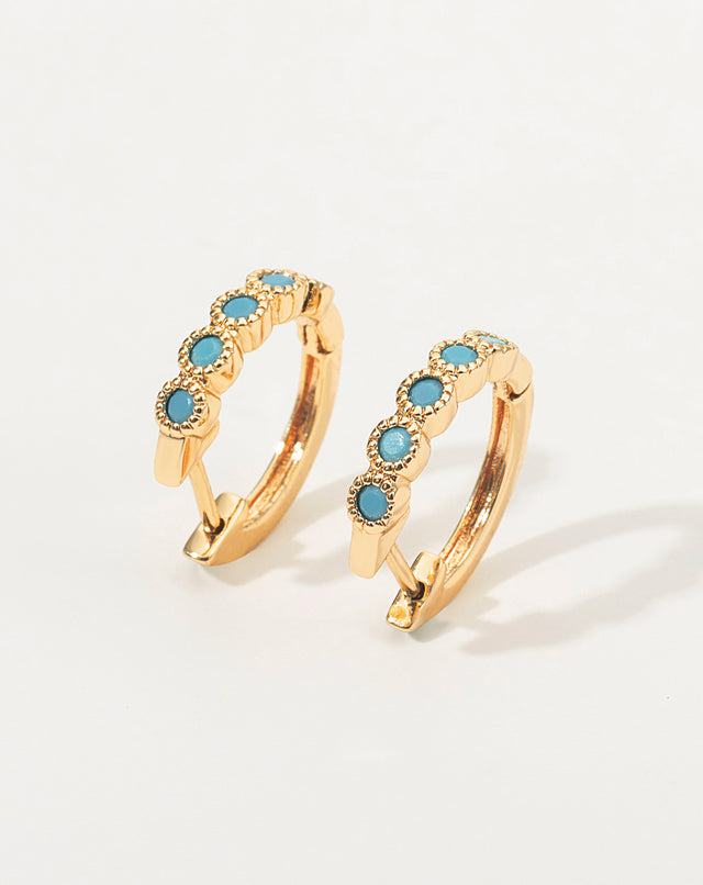 Exquisite Gold Turquoise Hoop Earring