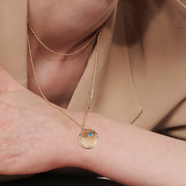 Texture Turquoise Pendant Necklace for Women