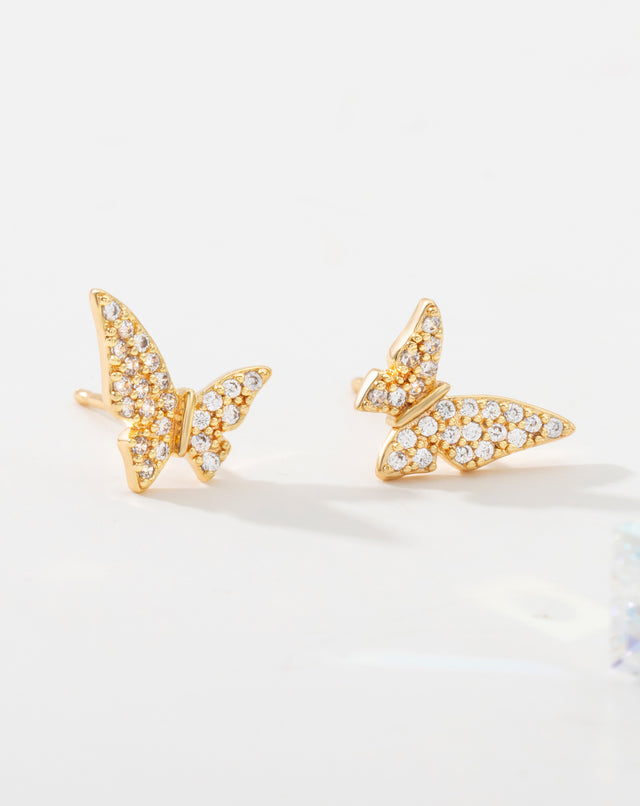 Butterfly gold stud earrings for women by Fettero®, minimalist design suitable for everyday wear and thoughtful gifting