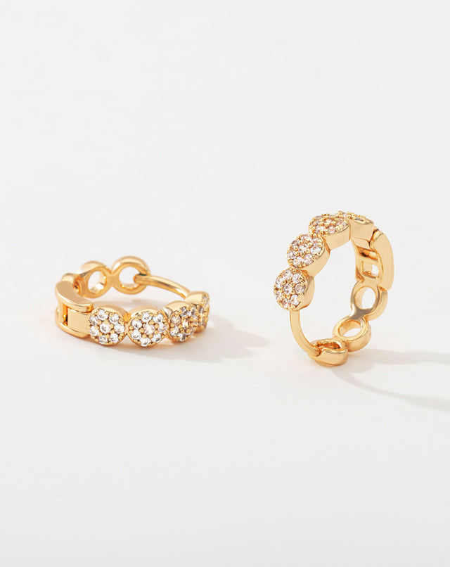 Pavé CZ hoop earrings in gold for women by Fettero®, sparkling everyday wear jewelry and elegant gift choice